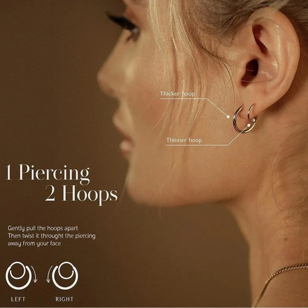 14k Spiral Gold Hoops - Picture 3 of 4